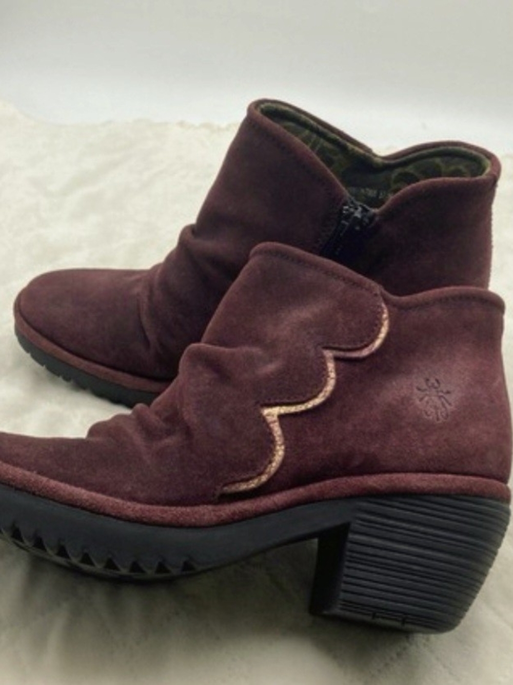 Fly London Women's Suede Ankle Booties in Wine